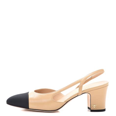 chanel pumps beige schwarz|chanel slingbacks for sale.